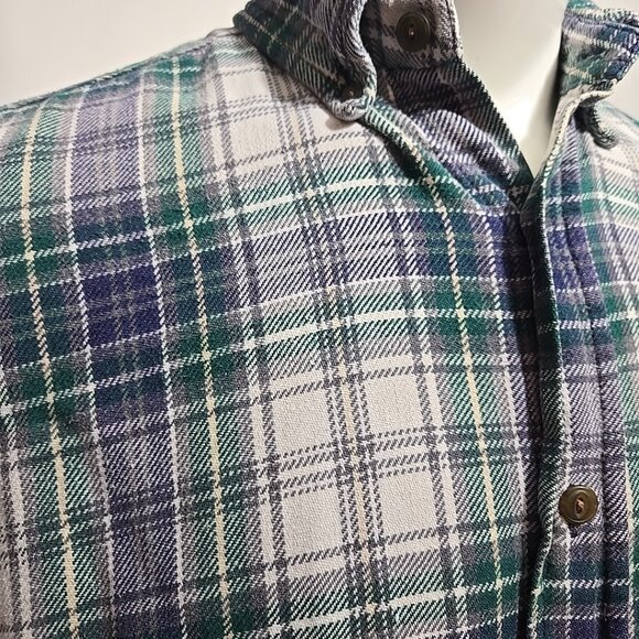 VTG Abercrombie Fitch The Big Shirt Mens Size Medium Plaid Flannel Purple Green - Picture 2 of 9